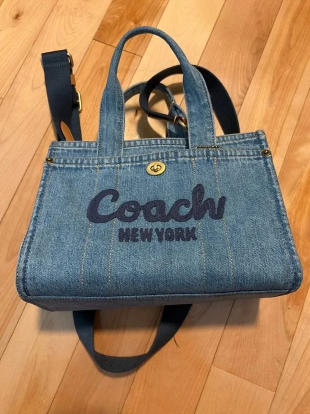 Blue Denim Tote Bag CR659 Logo Shoulder Bag Excellent Condition
